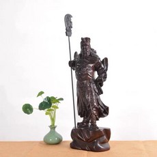 泓潤 實木關公 武財神 黑檀 花梨 30cm 擺件, 黑檀,S, 1個