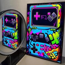 수채화 네온 비디오 게임 포스터 접착 아트 방수 종이 스티커 커피 하우스 룸 벽장식, 3. White8