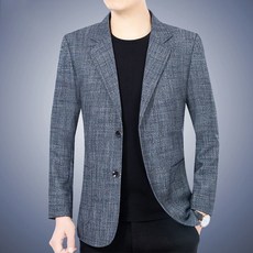 AOKADA 남자 슬림핏 스판 여름 레저 캐주얼 두버튼 오피스룩 결혼식 하객룩 비즈니스 면접 데일리 자켓 양복 상의 중년 남성 정장