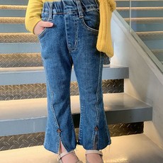 嘟嘟家 女童長褲 牛仔褲2025春季新款洋氣開叉喇叭褲 兒童長褲