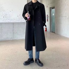 SHLZJ 男士中長款風衣 垂感英倫風春秋外套商務休閒大衣