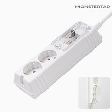 몬스터탭 국산 4000W 고용량 고전력 에어컨 건조기 세탁기 멀티탭 슬림플러그, 1개, 배선차단 2구 화이트, 5m