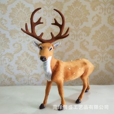 仿真動物梅花鹿麋鹿長頸鹿模型，皮毛動物擺件，影視裝飾道具，台灣出貨, 45cm