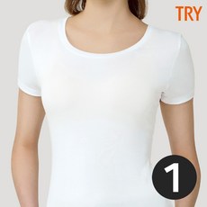 트라이 히트업 발열내복반팔 흰색 백색 보온내의 얇은 겨울 상의 3부