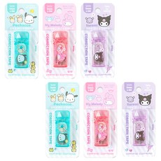 산리오 캐릭터즈 수정테이프 화이트 새학기 신학기 준비물 입학 어린이집 구디백 유치원 선물, 6개, 마이멜로디+쿠로미+포차코
