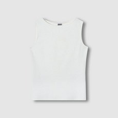 JAJU 여 코튼 립 보트넥 민소매 티셔츠 J116201076001 651652