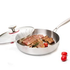 ZOZOFO 316스텐 후라이팬 연마제 무첨가 스테인레스 프라이팬+유리뚜껑 세트 인덕션겸용, 1개, 26cm