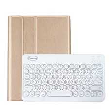 Powerway iPad Pro 11吋(四代/三代/二代/一代)專用圓座型藍牙鍵盤 附筆槽 一年保固, 香檳金(白色圓帽鍵盤), PLR098