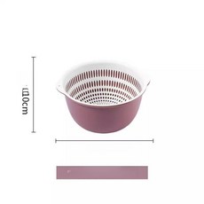 주방 이중 세척 바구니 플라스틱 채소 과일 세척용 세트, 퍼플화이트 소형 2개 세트, 기본 색상