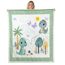 Feelyou 귀여운 공룡 셰르파 담요 플러시 퍼지 만화 후리스 남아 여아 야생 동물 침대 소파 의자 거실 정글 식물 침실 장식 101.6cm x 127cm(40 50인치)