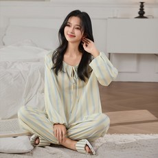 레베로프 긴팔 파자마 여성 잠옷 세트 홈웨어 KV601 KV626GH