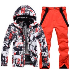 SnowElve 남성용 스키 재킷 및 바지 세트 방수 의상 스노우보드 재킷 겨울용 따뜻한 스노우 수트 Ty238+오렌지 311108