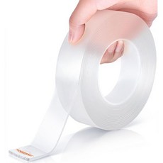 양면 테이프6.56피트 벽 장식용 헤비 듀티 클리어 나노 접착제 장착 테이프 사진 걸이용 방수 재사용 스티커 포스터 카펫 데코 등., 6.56FT, 1개