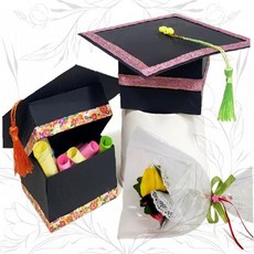 졸업 학사모 상자 롤링페이퍼 만들기 세트 기념품 DIY 완구, 1개, 상세페이지 참조