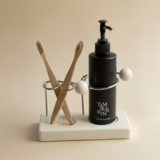 무드릭스 릭스 세라믹 스톤 다용도홀더 칫솔꽂이 치약꽂이, 1개, 밀크