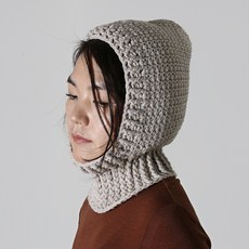 슈퍼스토리 DIY 콜로 바라클라바 코바늘 겨울 니트 모자 뜨기 키코니팅볼 (서술형도안 포함), 멜란지 베이지 200g, 1개