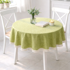 소담픽 레이스 원형 방수 식탁보 테이블보, 1개, 120cm, 그린