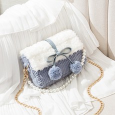 [영상제공] 샤샤벨 네트 공예 폼폼 가방 만들기 diy 재료 세트, 블루, 1개