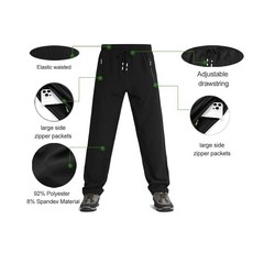 XiaoLongRen 남성용 경량 조거 팬츠 빠른 건조 하이킹 팬츠 러닝 스포츠 체육관 지퍼 포켓 블랙+d.gray13802