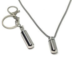 1+1 생존 캡슐 보관함 방진 방수 목걸이+키링 세트, 60cm, 2개