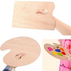 썬코 팔레트 유화 인테리어 손잡이구멍 아크릴물감 전문가용 나무 빠레트, 원형 - 소