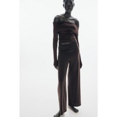 국내백화점 H&M 가디건 브랜드관 와이드 저지 팬츠 다크 브라운 1261501006 커플 사무실 (BK파우치 증정)