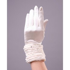 一生一世 毛絨點鑽花邊緞面手套