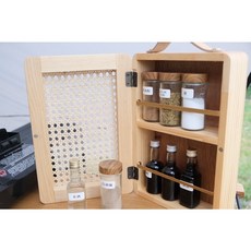 戶外藤編原木料理箱 露營調味料收納盒 便攜式香料儲物箱, 原木色(天然竹籐表面皆有藤毛), 1個