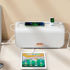 Shipshape 경량 멀티탭 수납함 전선 정리함, 흰색, 30.7x 13.5 x 13.8cm