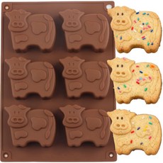 EPYHREHM 캔디 초콜릿 케이크 장식용 캐비티 소 실리콘 몰드 6개