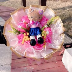 고양이 봉제 인형 꽃 장식 수제 꽃다발 발렌타인 크리스마스 졸업 선물, 2. 7-30cm