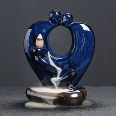 陶瓷倒流香薰爐工藝品擺件創意家居歐美抽象人物檀香倒流香爐, 心心相印A款抽象窯變深藍