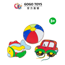 GOGO TOYS 簡易穿繩遊戲組 FSC認證木材 適合3歲以上兒童, 1套
