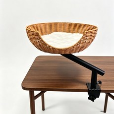 夾桌式藤編貓窩 四季透氣舒適, 書桌貓窩, 1個