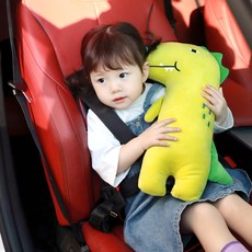PRIELLE 汽車安全帶造型護套枕, 綠色恐龍款, 1入