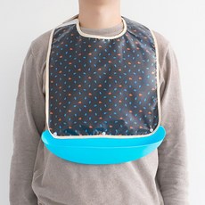 아띠꼴로 어르신 턱받이 환자용 식사 앞치마 환자 노인 성인 요양원 병원 방수 턱받침, 나뭇잎네이비L, 1개