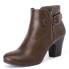 Ruiee여성용앵클부츠청키힐부츠패션컴포트라운드클로즈토로우미드힐겨울가을여성용짧은부츠. 블랙Mf981126257