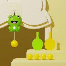 懸掛萌蛙乒乓球訓練器家用兒童親子感統鍛鍊視力註意力手摸高健身 乒乓球 乒乓球拍 初學者球拍, 【萌蛙-】2拍4球, 1個