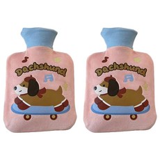 StarR 닥스훈트 스퀘어 보온 물주머니 핑크 500ml, 2개