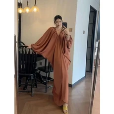 우아한 v 넥 배트 윙 슬리브 롱 드레스 루즈 펄 글리터 레트로 오렌지/피콕 그린 페르시 여름, 01 말라카이트 그린, 01 확장--지금