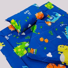 安迪寢具兒童睡墊三件組，透氣舒適，卡通圖案，輕巧好收納, E