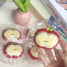 亮燈貓爪捏捏樂 解壓玩具 超軟泥感食玩 減壓玩具, 奶油蘋果【紅色】, 1個