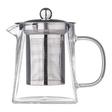 SGS認證 玻璃茶壺 高硼矽玻璃 耐熱大容量 泡茶壺 304不鏽鋼過濾, 1個, 950ML方形玻璃壺