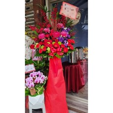 台北市花店 紅色系高架花籃 開幕開市/榮升榮調/喬遷/會員大會/競選總部成立, 1個