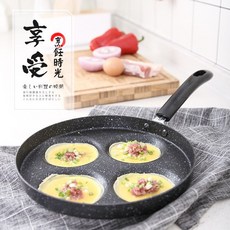 麥飯石不沾四孔煎蛋平底鍋【F7107】電磁爐可用 快速製作美味早餐 不沾易清洗 多用途, 1個
