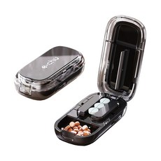 KANDO 分藥器 隨身藥盒, 黑色, 1個