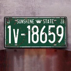 차량 번호판 빈티지 외국차 플레이트 펍 장식 소품 카페, 1개, 시안