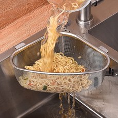 싱크대 코너 스텐 음식물 거름망 삼각 바스켓 물기제거 바구니, 1세트