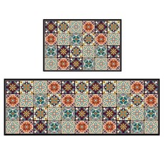 투데이리빙 1+1 빨아쓰는 지중해 타일 패턴 규조토 발매트 욕실 주방 화장실 워셔블 논슬립 매트, 2개, R98601B(B타입