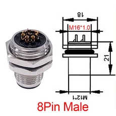 M12 3핀 5 센서 커넥터 패널 백 마운트 방수 플랜지 소켓 나사형 커플 링 A 코드, 10 M1216 Male 8pin, 1개